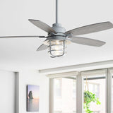 52-Inch Cement Grey Ceiling Fan With E26 Light,Glass Lampshade,5 Plywood Blades,Noiseless DC Motor,6 W934P360365