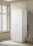 Michael 29.5" White Double Door Wardrobe Cabinet Armoire with Shelf and Hanging Rod B061133845