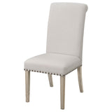 Beige and Pine Upholstered Parsons Dining Chair B062P153699
