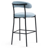 26'' Counter height bar stools Teddy fabric cover kitchen island counter bar stool with black powder 75733996
