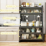 64" Kitchen Pantry Storage Cabinet, 5 Tier Metal Storage Cabinet with Wheels, Transparent Flap Door W3204P300624