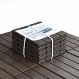 Patio Interlocking Deck Tiles, 12"x12" Square Composite Decking Tiles, Four Slat Plastic Outdoor W1859111972