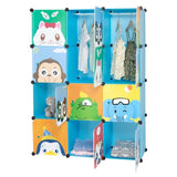 ZUN 4-Layer 12-Grid 2-Hanging Rod Magic Cube Wardrobe, Plastic + Steel Wire Material with Animal 30978440