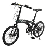 ZUN CamPingSurvivals 20in 150kg High Carbon Steel Foldable Commuter Bicycle Black 55180188
