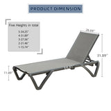 Patio Chaise Lounge Outdoor Aluminum Polypropylene Chair with Adjustable Backrest, Poolside W1859109837