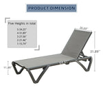 ZUN Patio Chaise Lounge Outdoor Aluminum Polypropylene Chair with Adjustable Backrest, Poolside W1859109837