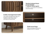 55-inch wooden TV cabinet with 2 vertical groove doors, adjustable shelves, living room W1706P465297