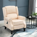 ZUN Cream White Recliner Chair. Wingback Single Sofa with Vibration Massage, Heat, Push Back 88696521