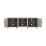 ZUN TV Stand Storage Media Console Entertainment Center With Two Doors, Grey Walnut; with fireplace W881P245532