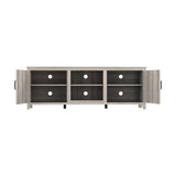 ZUN TV Stand Storage Media Console Entertainment Center With Two Doors, Grey Walnut; with fireplace W881P245532