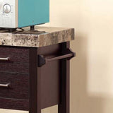 11425 Kitchen Cart Red Cocoa Faux Marble Chunky Thick Top Two Drawers Locking Rubber Wheel Castors B107P218337
