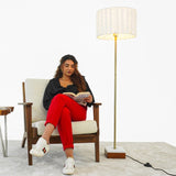Minimalist Floor Lamp, Slim Standing Light with Neutral Shade for Contemporary Living Room & Bedroom B183P315095
