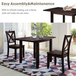 ZUN 3-Piece Wood Drop Leaf Breakfast Nook Dining Table Set with 2 X-back Chairs for Small Places, 09982009