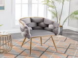 Luxury modern simple leisure velvet single sofa chair bedroom lazy person household dresser stool W117067861