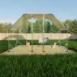 ZUN Metal Large Chicken Coop Walk-in Poultry Cage Run Flat Shaped with Waterproof 9.94'L x 6.46'W x W121272265