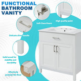 ZUN 30-Inch Bathroom Vanity with Ceramic Sink and Ample Storage - The Perfect Choice for Small Bathrooms WF530809AAK