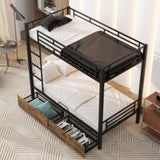 ZUN Metal Bunk Bed With drawers, Twin, Black MF311015AAB