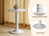 Round Side Table - Solid Wood Leg Small Drink Table for Living Room Bedroom Office,White 08655211