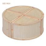 ZUN Round to Square Block Modular Coffee Table Light Natural Rattan with Storage 4 Piece N735P185130N