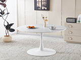 42.1" White Color Top Tulip Table, Mid-century Dining Table for 4-6 People - Round MDF Table Top W234P351011