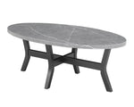 ZUN Modern Gray 3-Piece Cocktail Set Faux Marble Top Oval Coffee Table and Two Matching Round End Tables B011P244329