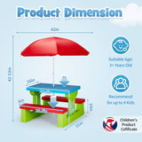 Kids Outdoor Table and Chair Sets with Removable Umbrella, Kids Picnic Table for Backyard Garden 70782072