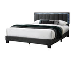 ZUN 1pc Queen Size Bed Charcoal Wool Fabric Channel Tufting w LED Full Upholstered Bedframe Bedroom Bed B011P238968