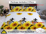 3 Pieces Black And White Background Sunflower Duvet Cover Set Yellow Flower Polyester Bedding Set 46040075