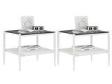 Set of 2 Rectangle End Table, Tempered Glass Tabletop with MDF layer, Modern Table for Living Room , W241P184250