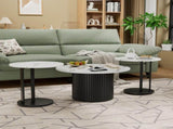Coffee Table Set of 3, Modern Nesting Tables with Faux Marble Top and Metal Legs, Round 66759976