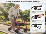 2-in-1 Rollator Walker with Seat , 8-Inch Large Wheels & Versatile Braking System, Adjustable 98657436