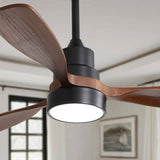 ZUN 48 Inch Modern Ceiling Fan With Lights 3 Wood Fan Blade Noiseless Reversible Motor Smart Remote W934P152307