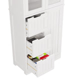 ZUN 3-Door 3-Drawer 4-Layer Bathroom Cabinet, White 79610035