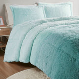 Full/Queen Ombre Shaggy Long Fur Comforter Mini Set B03595985