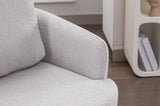 035-Boucle Fabric Swivel Accent Chair With Soild Wood Round Brown Base Leg,Light Gray W527134463
