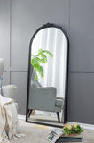 30" x 65" Hand Carved Rose Antique Mirror Frame, Large Arch Mirror Wall Decor for Living Room, W2078126748