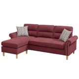 ZUN Paparika Red Color Polyfiber Reversible Sectional Sofa Set Chaise Pillows Plush Cushion Couch HS00F6449-ID-AHD