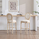 French Country Dining Chairs Set of 2, Upholstered Chairs with Round Back, Wire drawing and carving W3426P324576