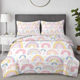 Rainbow Pattern Comforter Set for Women Pink and Yellow Rainbow Star Comforter 3 Piece with 2 Pillow 37361918
