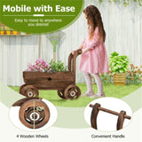 27" Decorative Wooden Wagon Cart with Handle Wheels 37746695