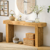 63" Solid Wood Console Table Rustic Farmhouse Sofa Table for Entryway, Hallway, or Behind Couch, 74078832