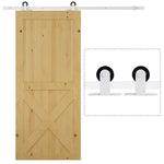 ZUN 6' Sliding Door Mounting Kit Rustic Interior Sliding Barn Door Mounting Hardware Kit White 55392428