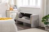 032-Velvet Fabric Storage Bench Bedroom Bench With Gold Metal Trim Strip For Living Room Bedroom W527122005