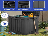 31 Gallon Outdoor Resin Deck Box, Waterproof Storage Box, Lockable, Black 54672533