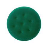 Yolanda 24" Round Upholstered Accent Ottoman, Ultramarine Green Velvet with Gold Trim B2719P364403