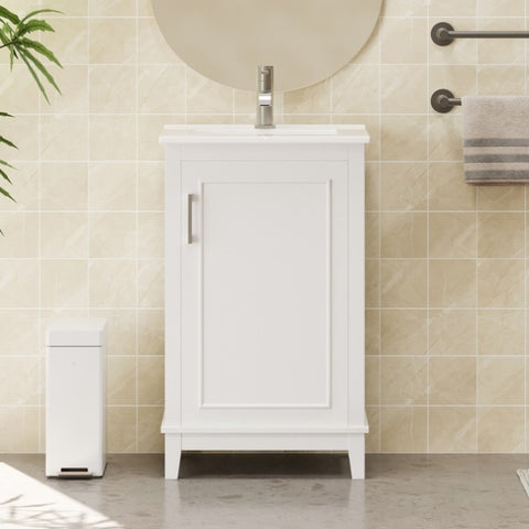 ZUN [Viedo] 20 Inch Modern Small Bathroom Vanity Cabinet With Ceramic Basin- 20*15.5*33.3 Inches,Ample WF318756AAK