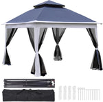 ZUN Outdoor 11x 11Ft Pop Up Gazebo Canopy With Removable Zipper Netting,2-Tier Soft Top Event W419P168164