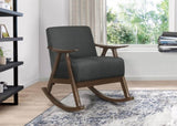 Modern Home Furniture 1pc Rocking Chair Dark Gray Fabric Upholstered Dark Walnut Finish Wood Cushion B011P255258