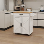 ZUN Kitchen island rolling trolley cart with Adjustable Shelves & towel rack & seasoning rack rubber 06552763