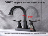 2-Handle 4-Inch Oil Rubbed Bronze Bathroom Faucet, Bathroom Vanity Sink Faucets with Pop-up Drain 95553144